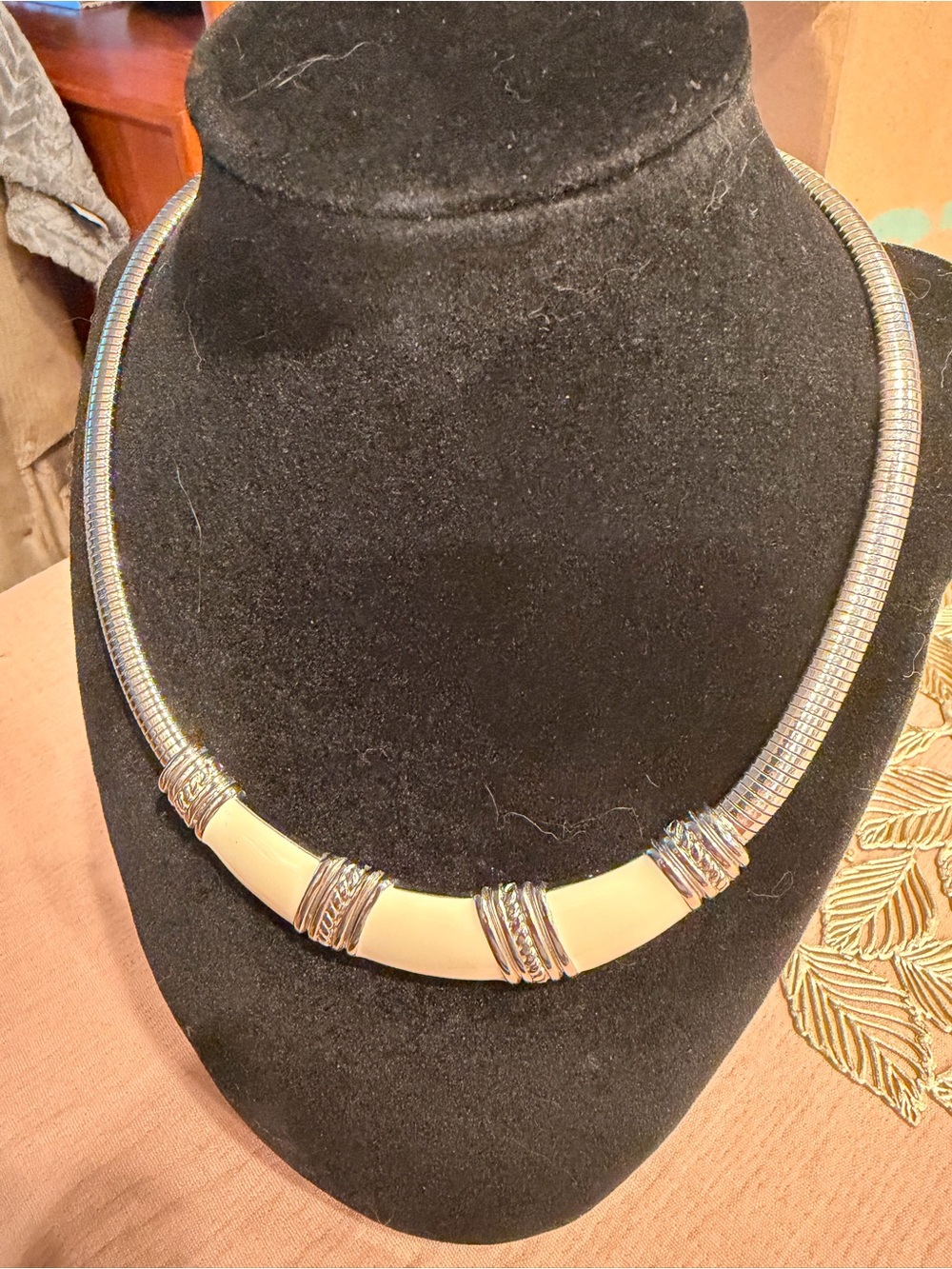 Monet Elegant Cream and Silver Collar Necklace - Women's Jewelry